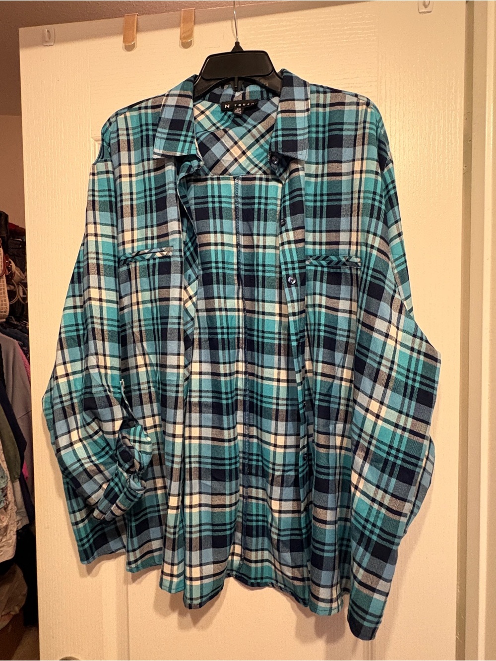 Nexx Blue Plaid Button-Front Women's Tunic